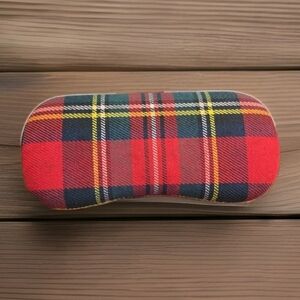 Oliver Peoples Vintage Plaid Glasses Case - Red, Green and Yellow
